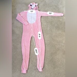Girls Pink Unicorn fleece onesie pajamas. Size XL 14/16